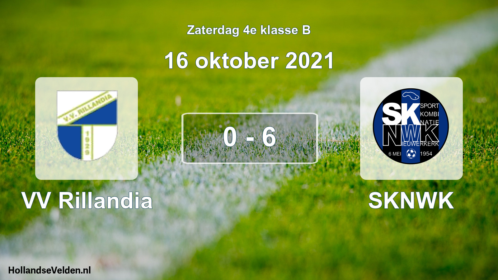 Total number of matches played: VV Rillandia - SKNWK 0 - 6 (16 October 2021)