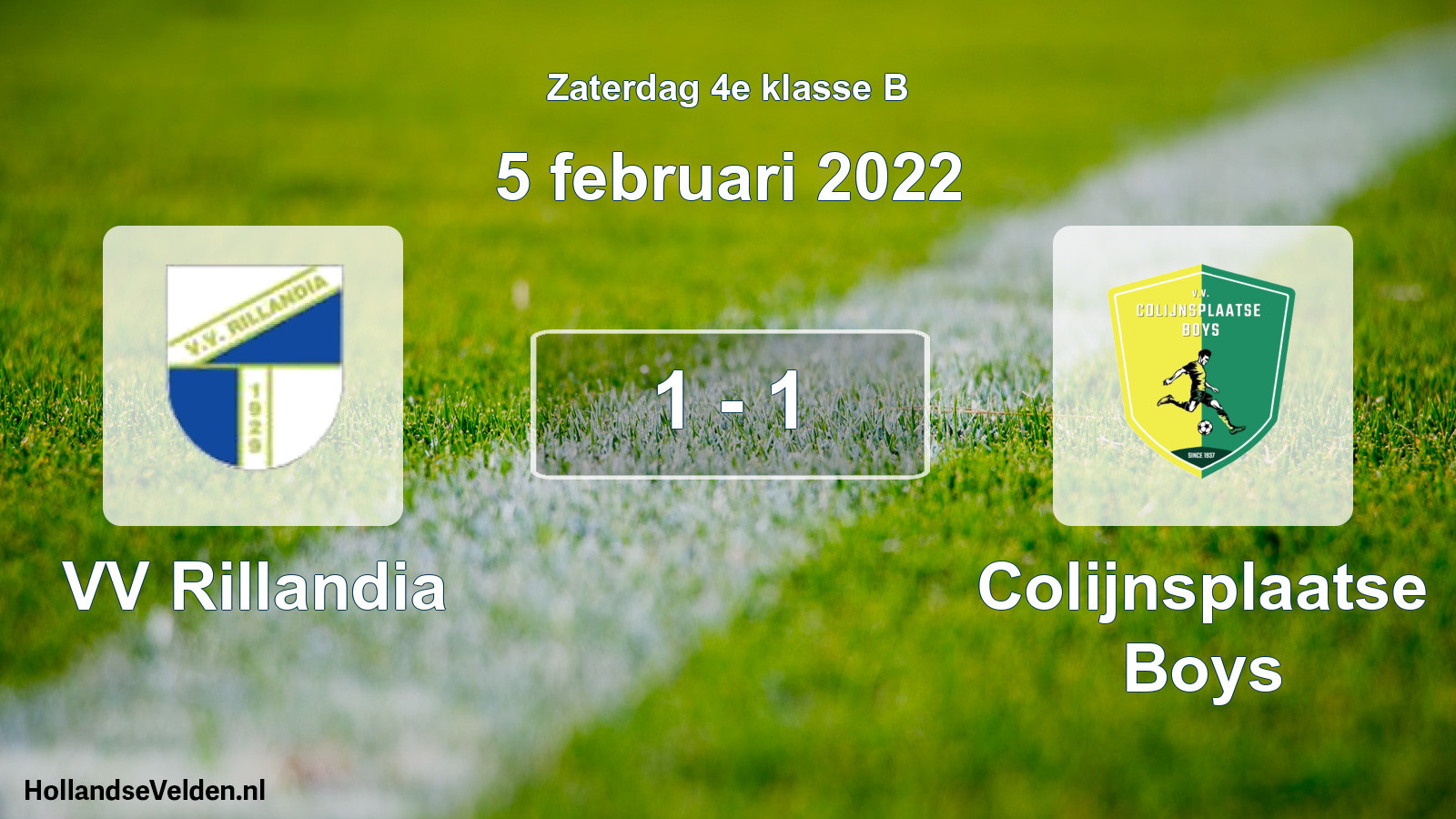 Total number of matches played: VV Rillandia - Colijnsplaatse Boys 1 - 1 (5 February 2022)