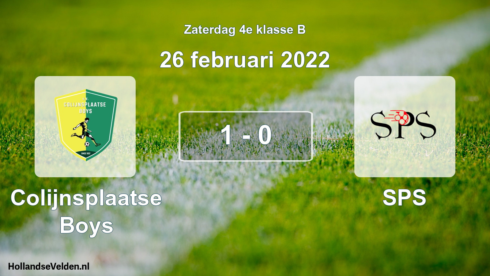 Total number of matches played: Colijnsplaatse Boys - SPS 1 - 0 (26 February 2022)