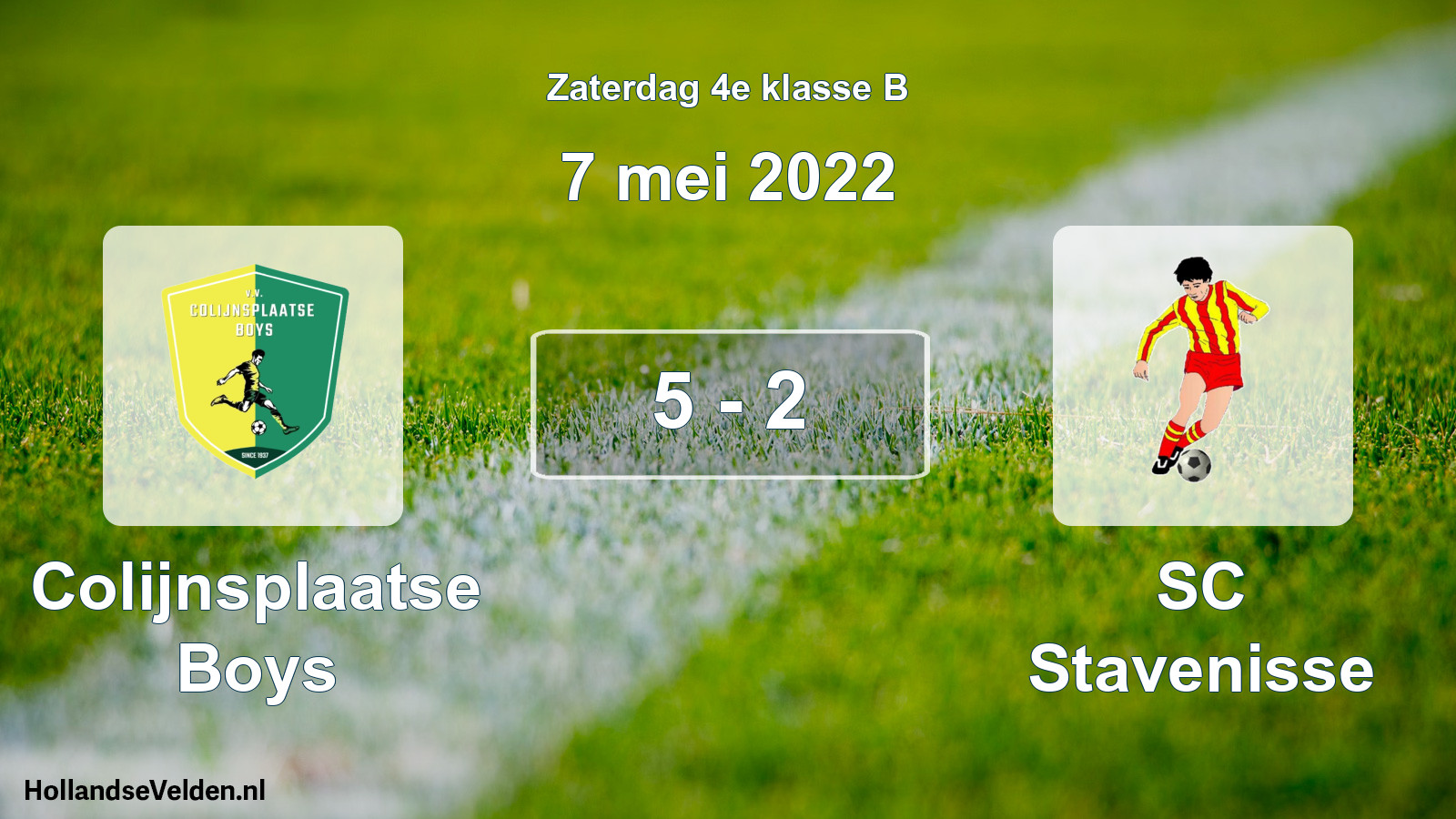 Total number of matches played: Colijnsplaatse Boys - SC Stavenisse 5 - 2 (7 May 2022)