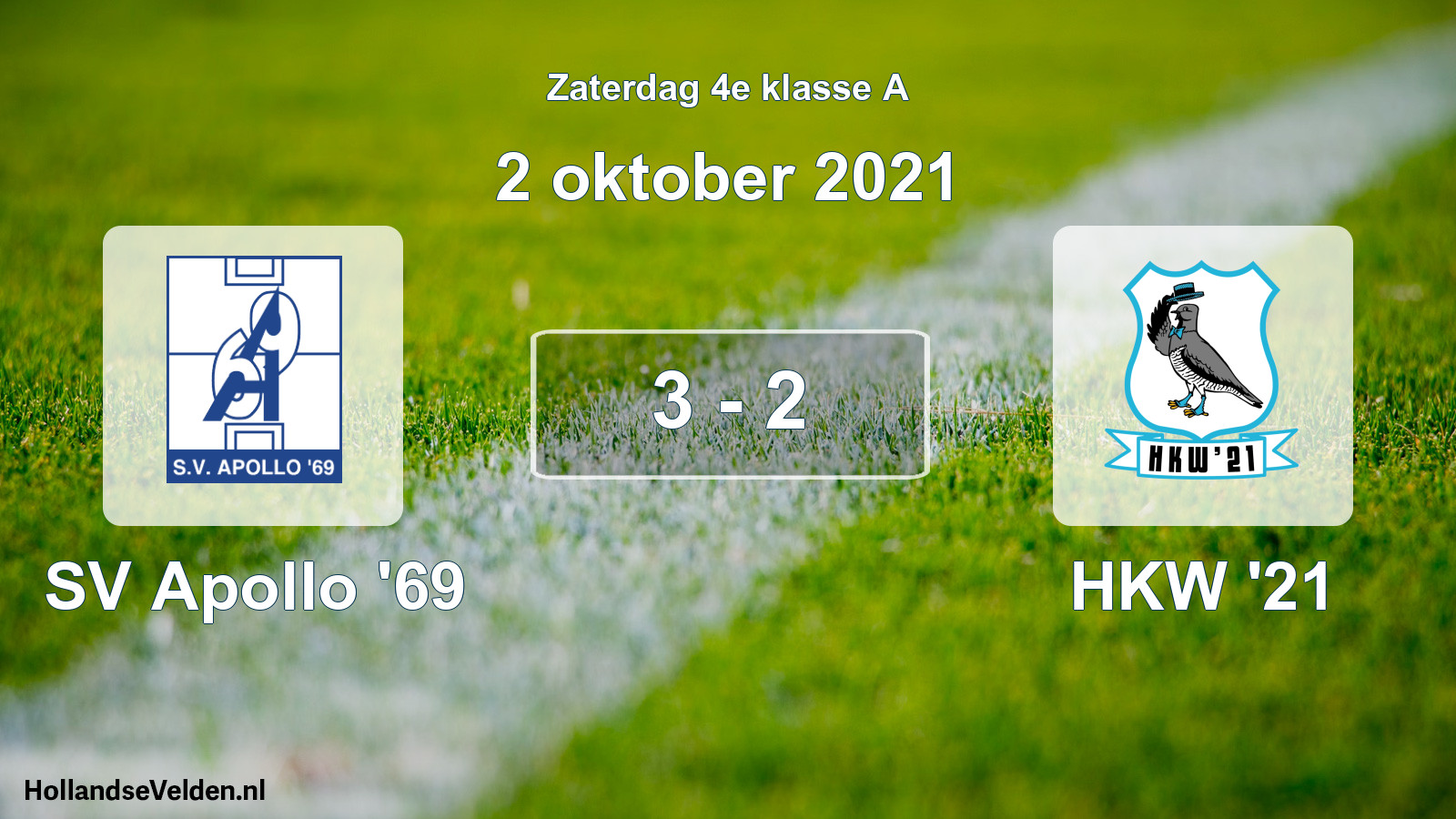 Total number of matches played: SV Apollo '69 - HKW '21 3 - 2 (2 October 2021)