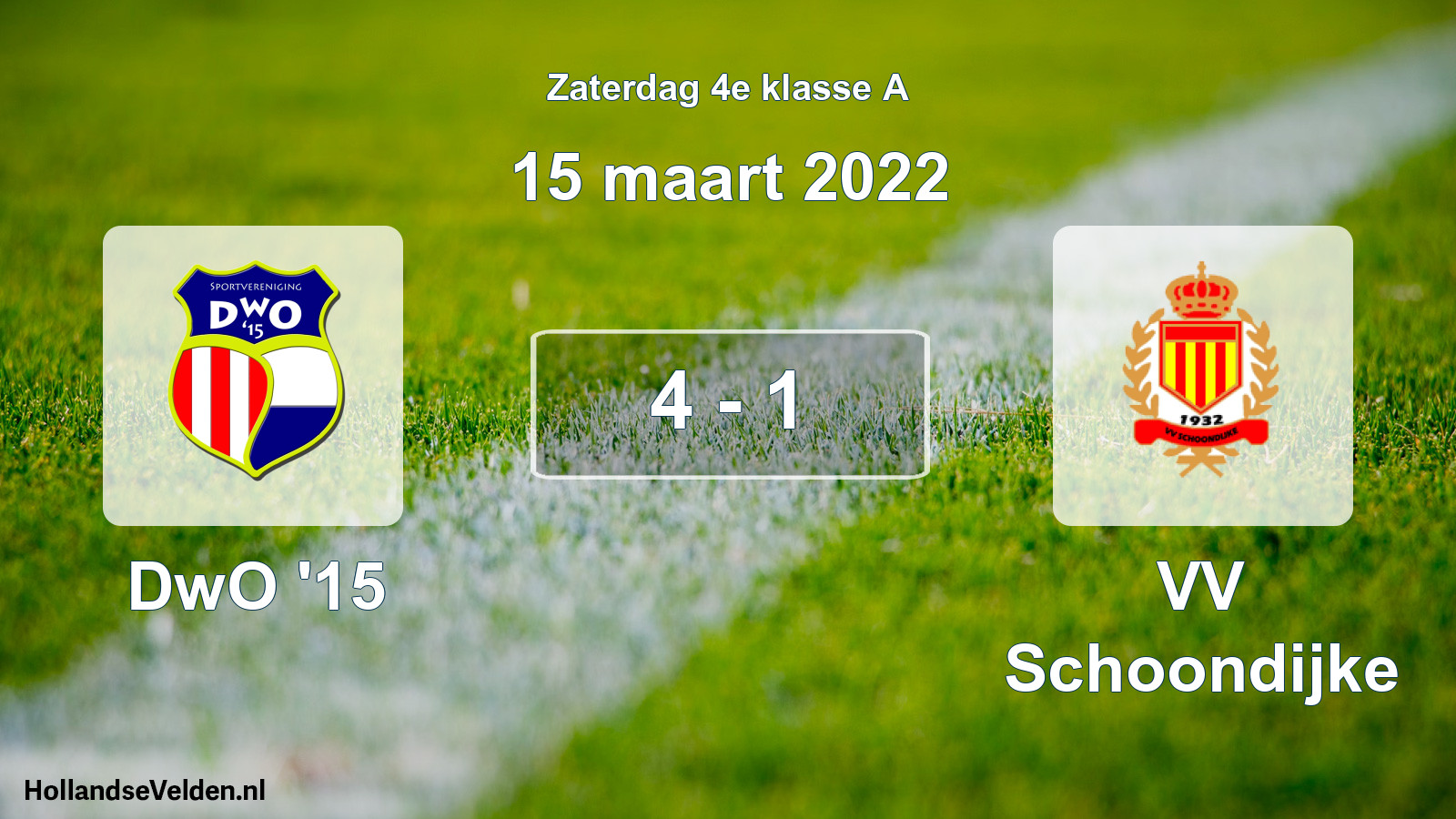 Total number of matches played: DwO '15 - VV Schoondijke 4 - 1 (15 March 2022)