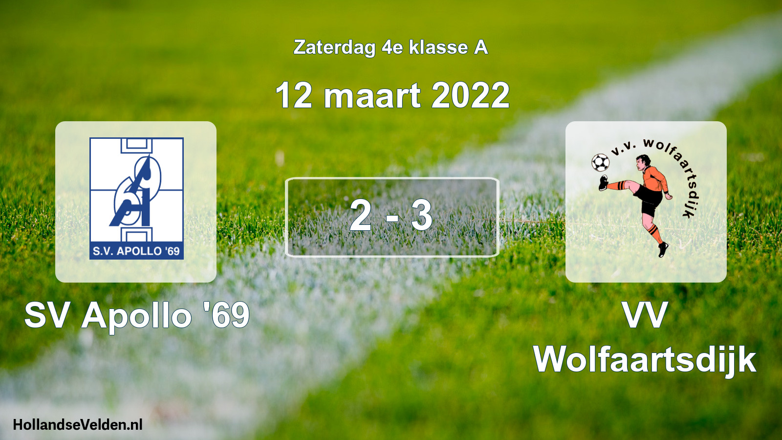 Total number of matches played: SV Apollo '69 - VV Wolfaartsdijk 2 - 3 (12 March 2022)