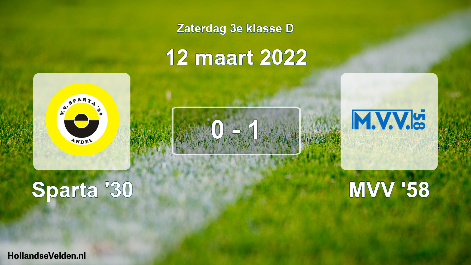 Total number of matches played: Sparta '30 - MVV '58 0 - 1 (12 March 2022)