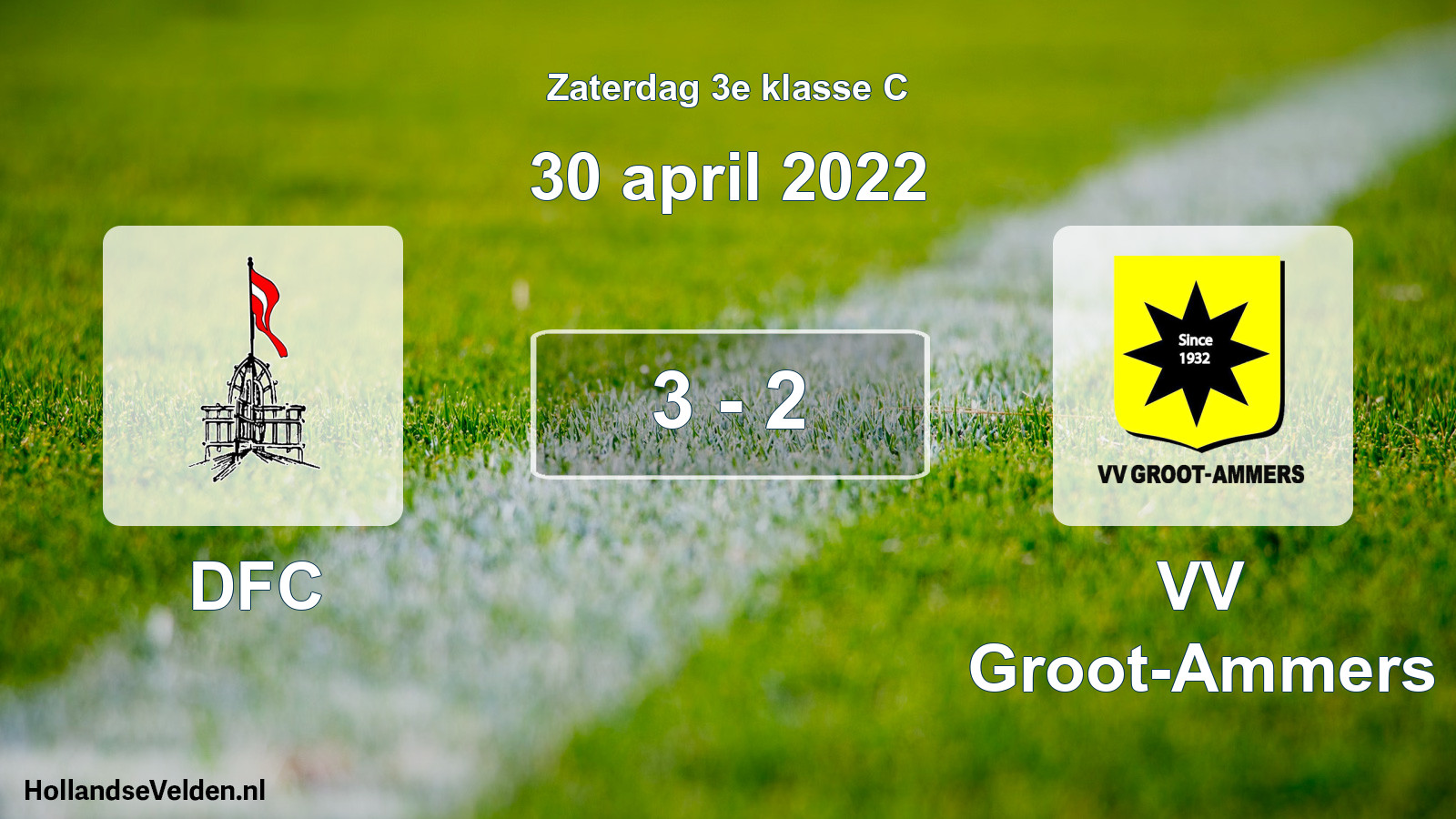 Total number of matches played: DFC - VV Groot-Ammers 3 - 2 (30 April 2022)