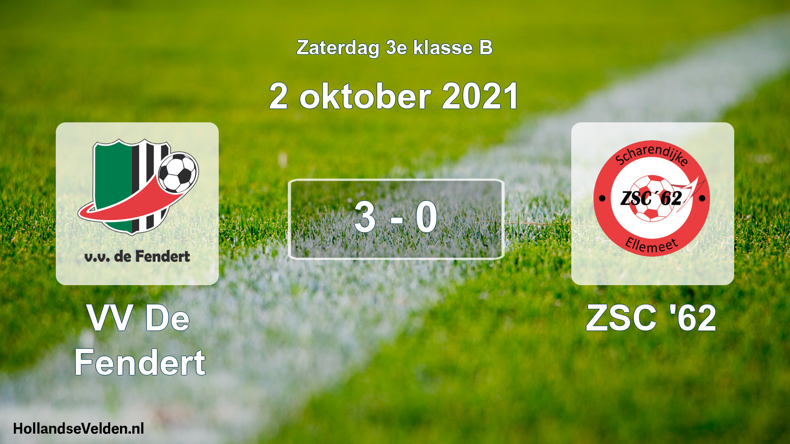 Total number of matches played: VV De Fendert - ZSC '62 3 - 0 (2 October 2021)