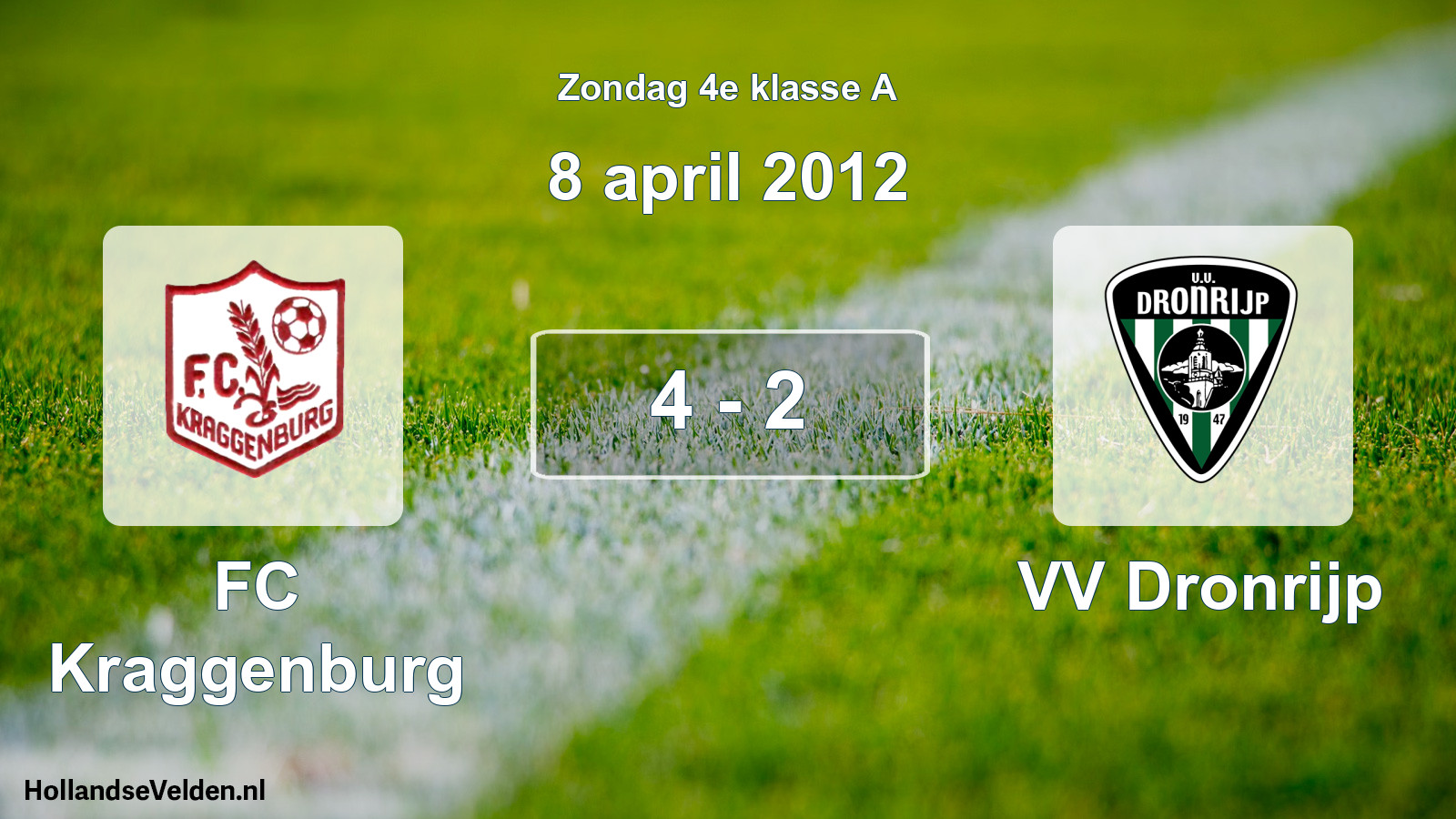 Total number of matches played: FC Kraggenburg - VV Dronrijp 4 - 2 (8 April 2012)