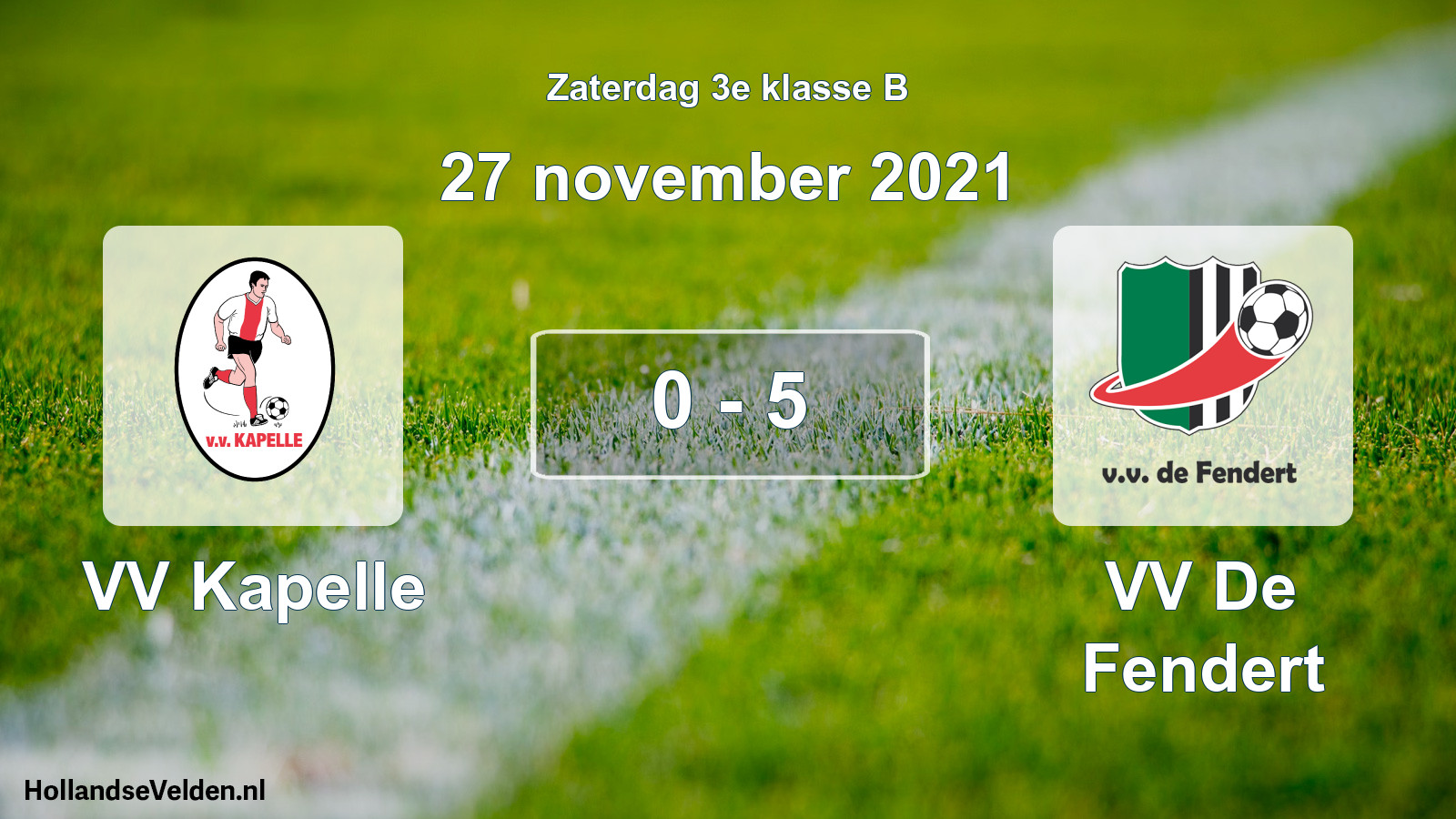 Total number of matches played: VV Kapelle - VV De Fendert 0 - 5 (27 November 2021)