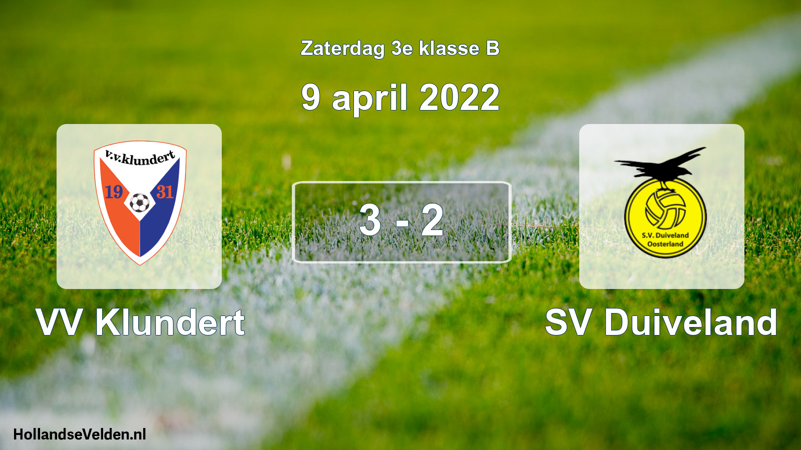 Total number of matches played: VV Klundert - SV Duiveland 3 - 2 (9 April 2022)