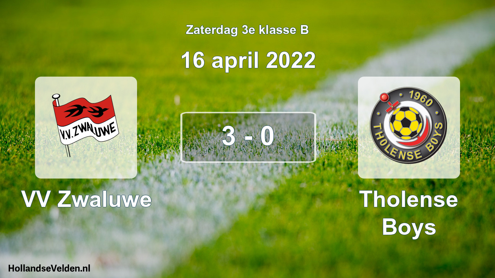Total number of matches played: VV Zwaluwe - Tholense Boys 3 - 0 (16 April 2022)