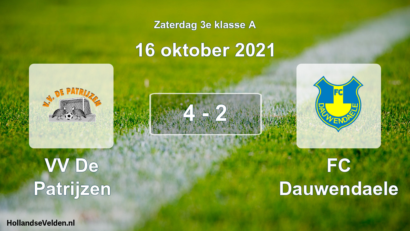 Total number of matches played: VV De Patrijzen - FC Dauwendaele 4 - 2 (16 October 2021)