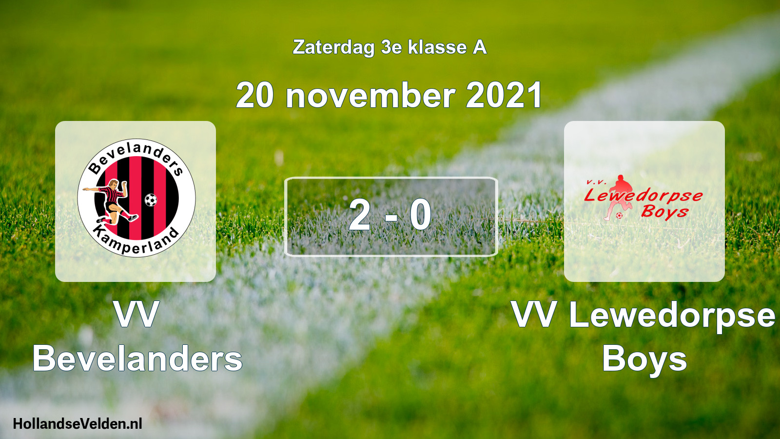 Total number of matches played: VV Bevelanders - VV Lewedorpse Boys 2 - 0 (20 November 2021)