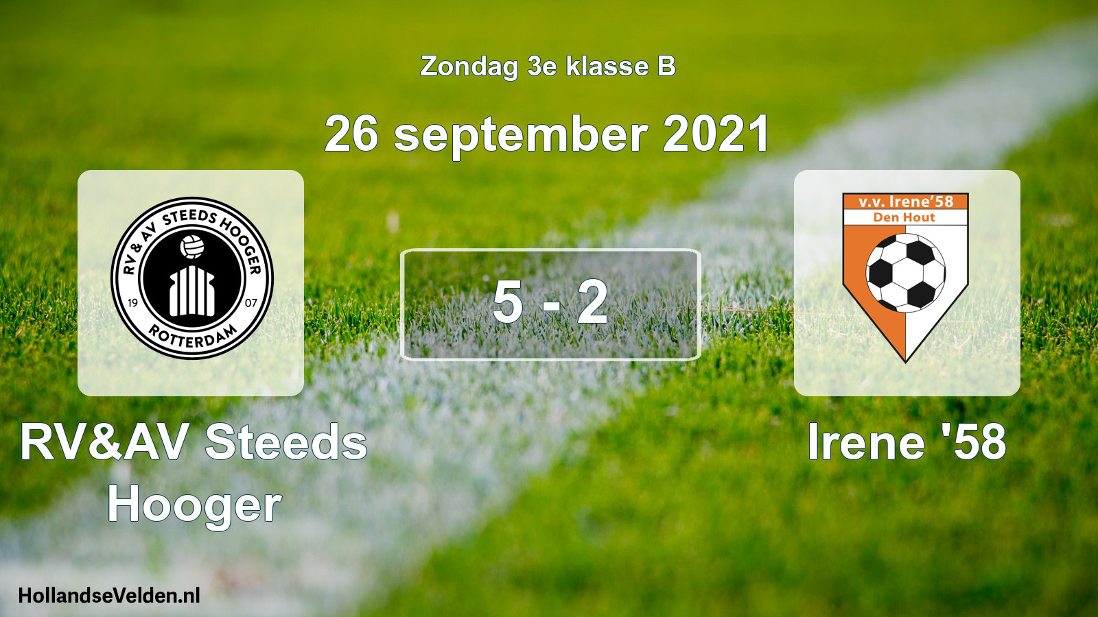 Total number of matches played: RV&AV Steeds Hooger - Irene '58 5 - 2 (26 September 2021)