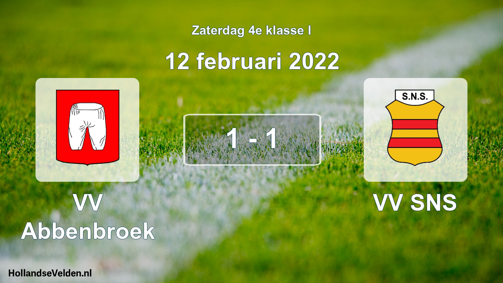 Total number of matches played: VV Abbenbroek - VV SNS 1 - 1 (12 February 2022)