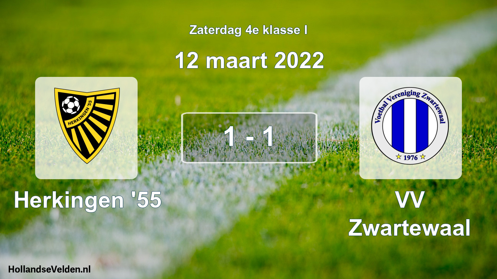 Total number of matches played: Herkingen '55 - VV Zwartewaal 1 - 1 (12 March 2022)