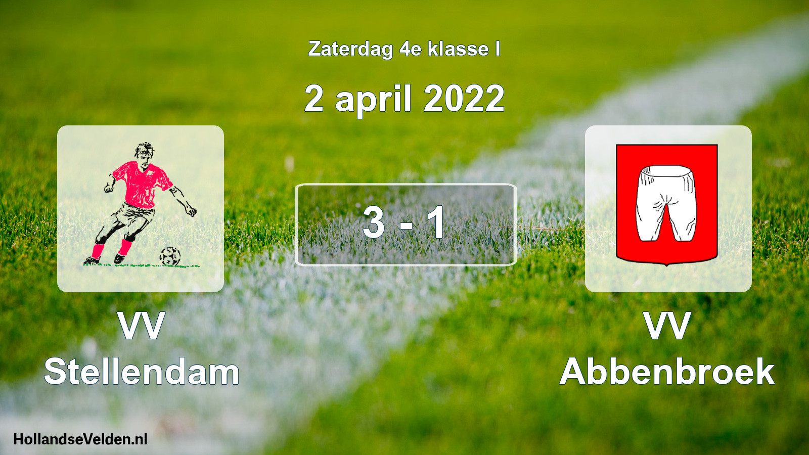 Total number of matches played: VV Stellendam - VV Abbenbroek 3 - 1 (2 April 2022)