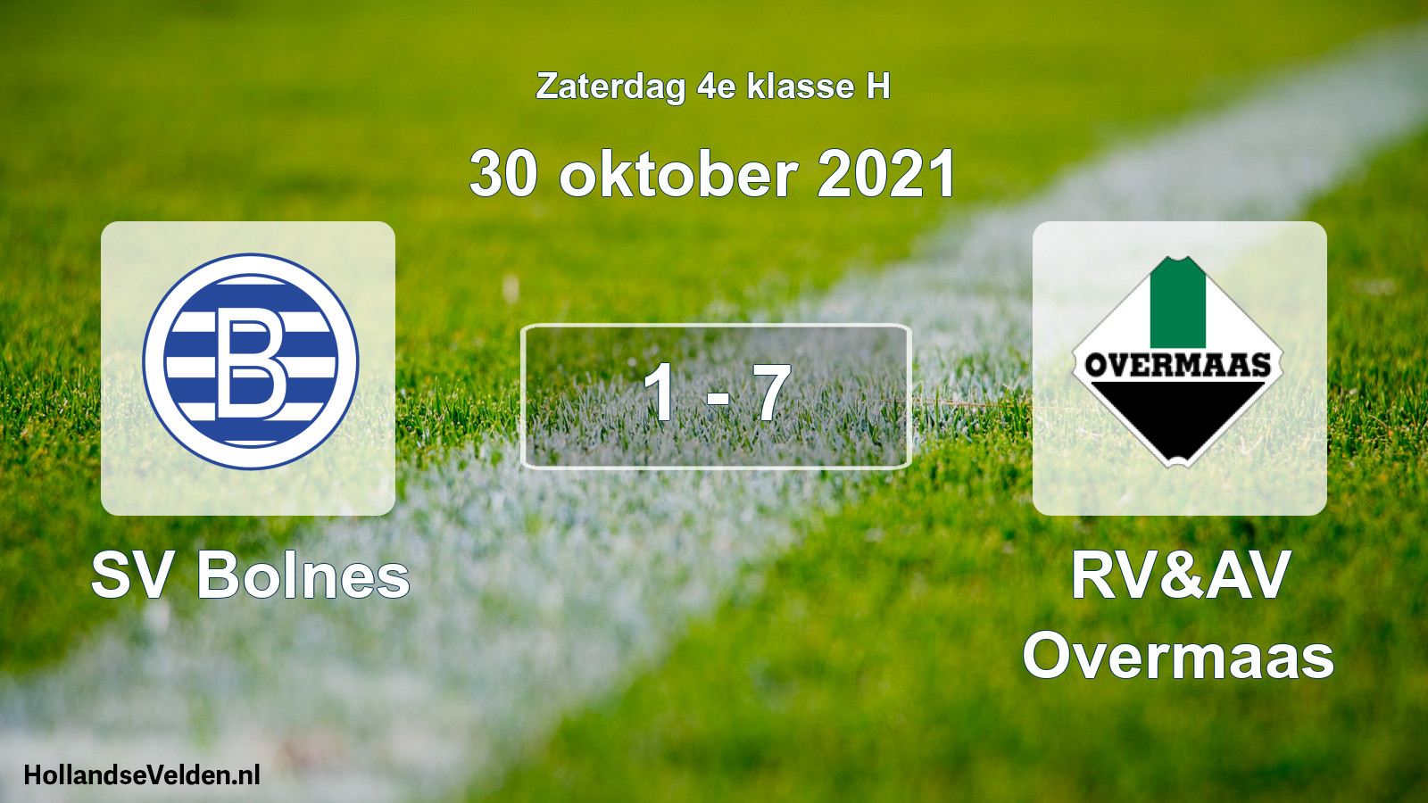 Total number of matches played: SV Bolnes - RV&AV Overmaas 1 - 7 (30 October 2021)