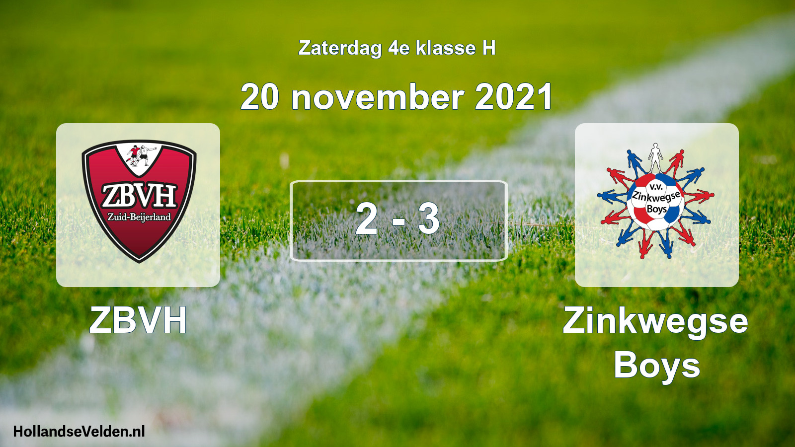 Total number of matches played: ZBVH - Zinkwegse Boys 2 - 3 (20 November 2021)
