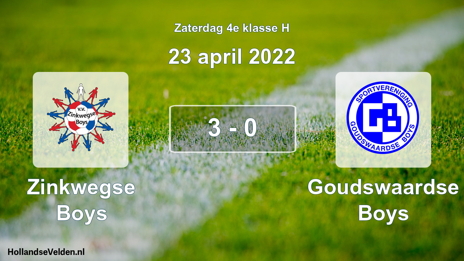 Total number of matches played: Zinkwegse Boys - Goudswaardse Boys 3 - 0 (23 April 2022)