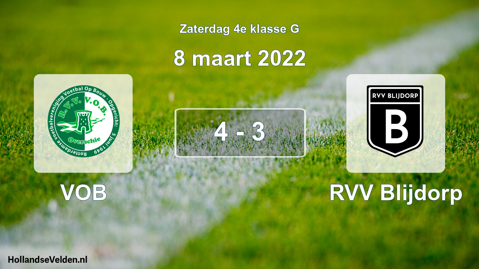 Total number of matches played: VOB - RVV Blijdorp 4 - 3 (8 March 2022)