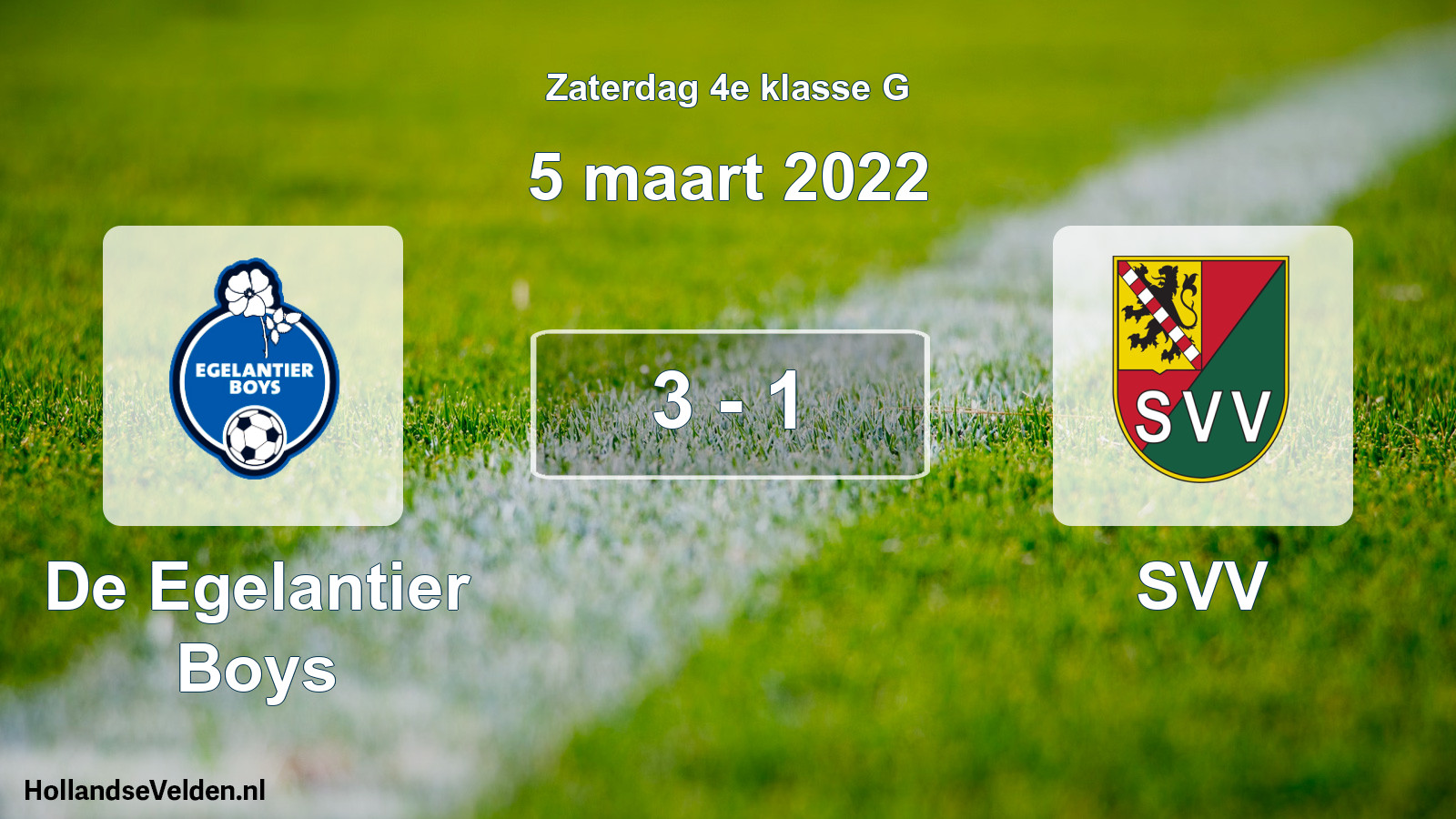 Total number of matches played: De Egelantier Boys - SVV 3 - 1 (5 March 2022)