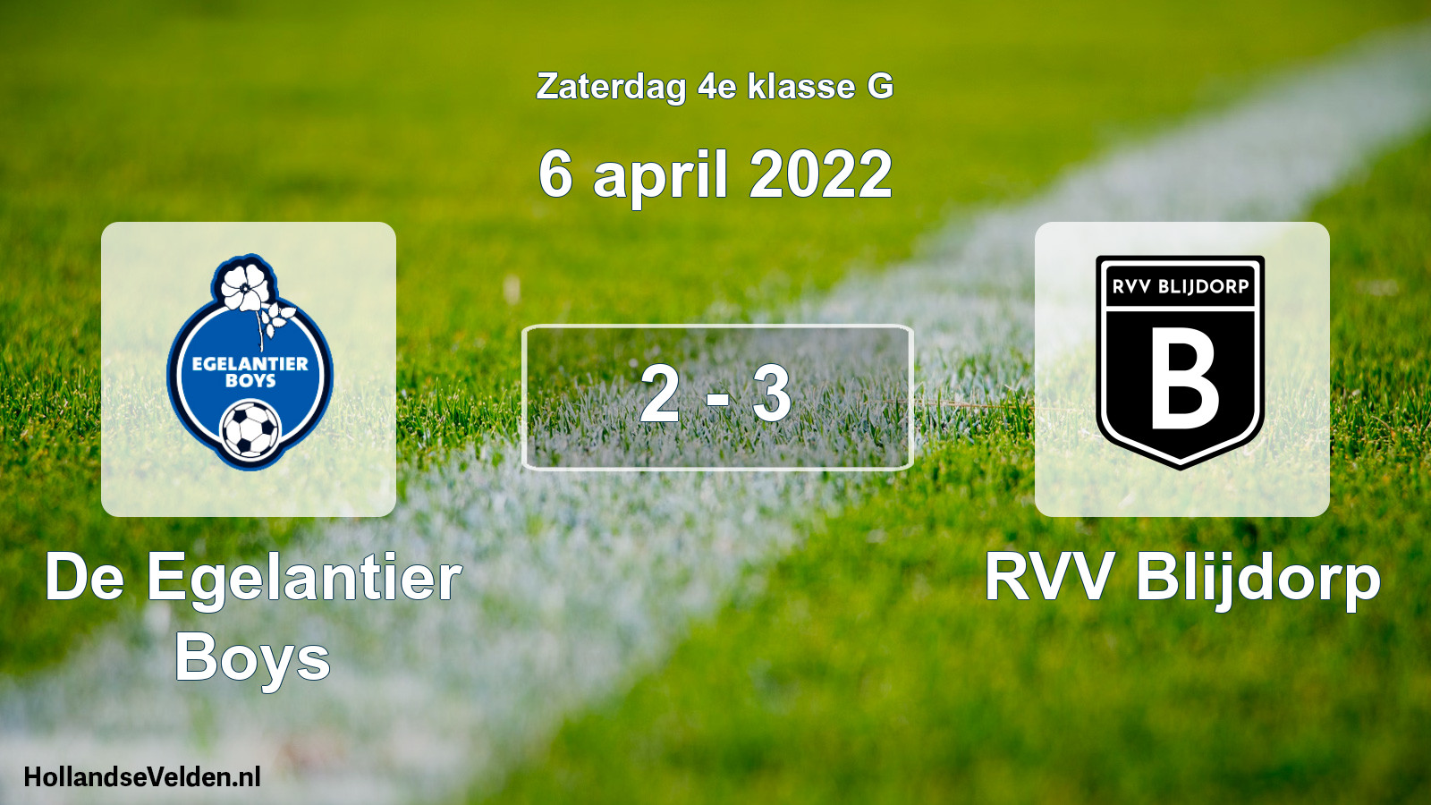 Total number of matches played: De Egelantier Boys - RVV Blijdorp 2 - 3 (6 April 2022)