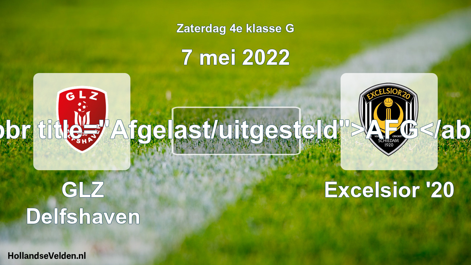 Scheduled Match: GLZ Delfshaven - Excelsior '20 (7 May 2022)