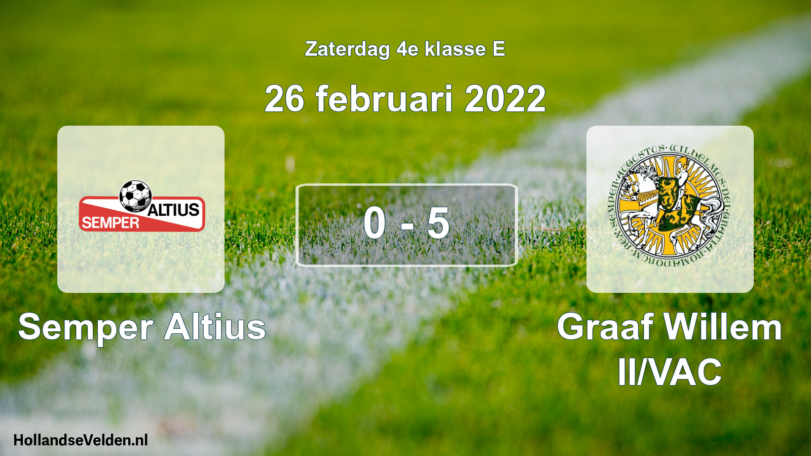Total number of matches played: Semper Altius - Graaf Willem II/VAC 0 - 5 (26 February 2022)