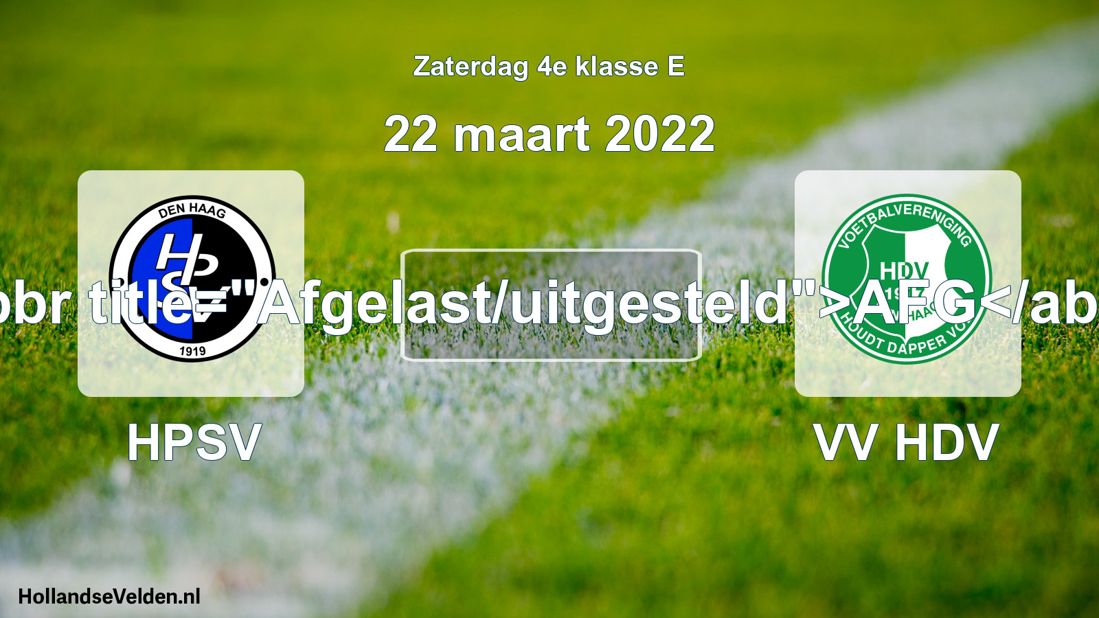 Scheduled Match: HPSV - VV HDV (22 March 2022)