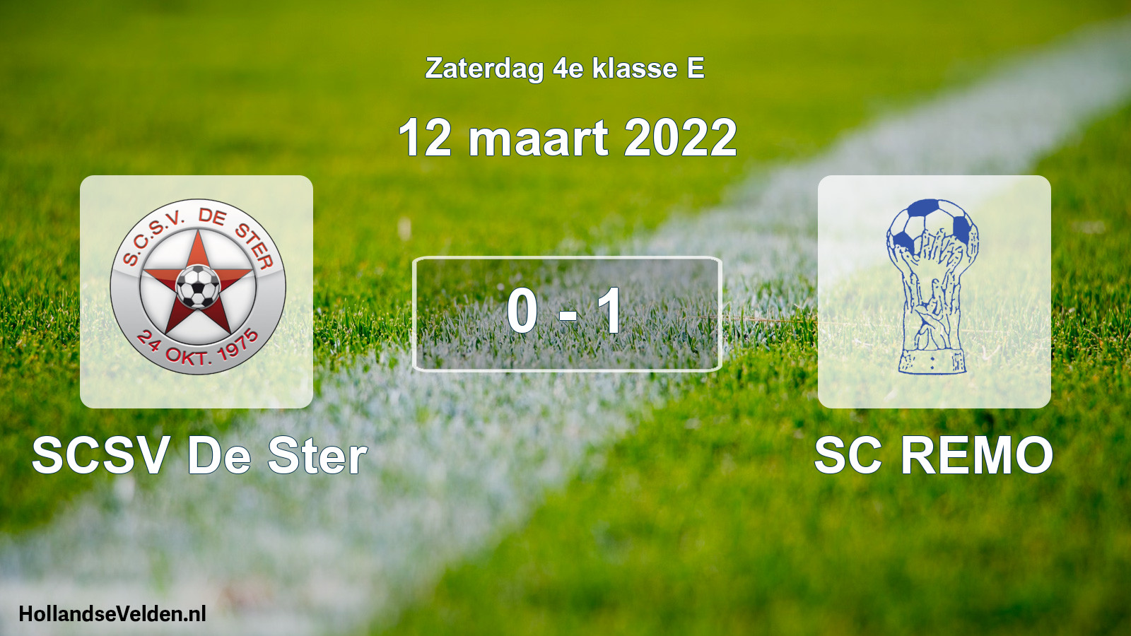 Total number of matches played: SCSV De Ster - SC REMO 0 - 1 (12 March 2022)