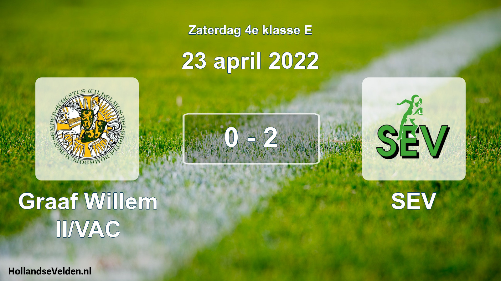 Total number of matches played: Graaf Willem II/VAC - SEV 0 - 2 (23 April 2022)