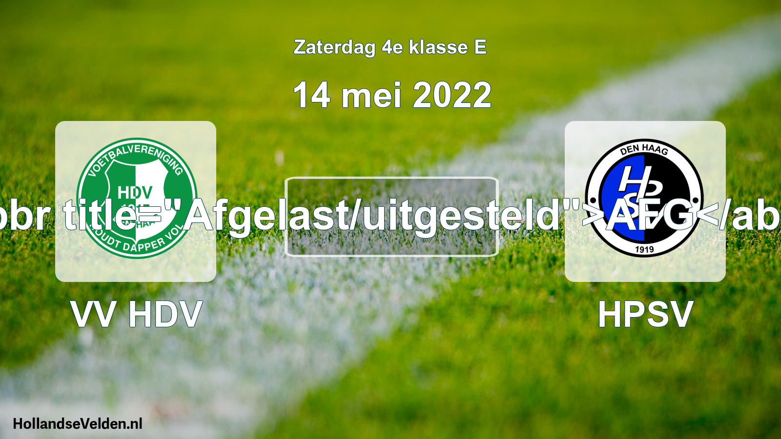 Scheduled Match: VV HDV - HPSV (14 May 2022)