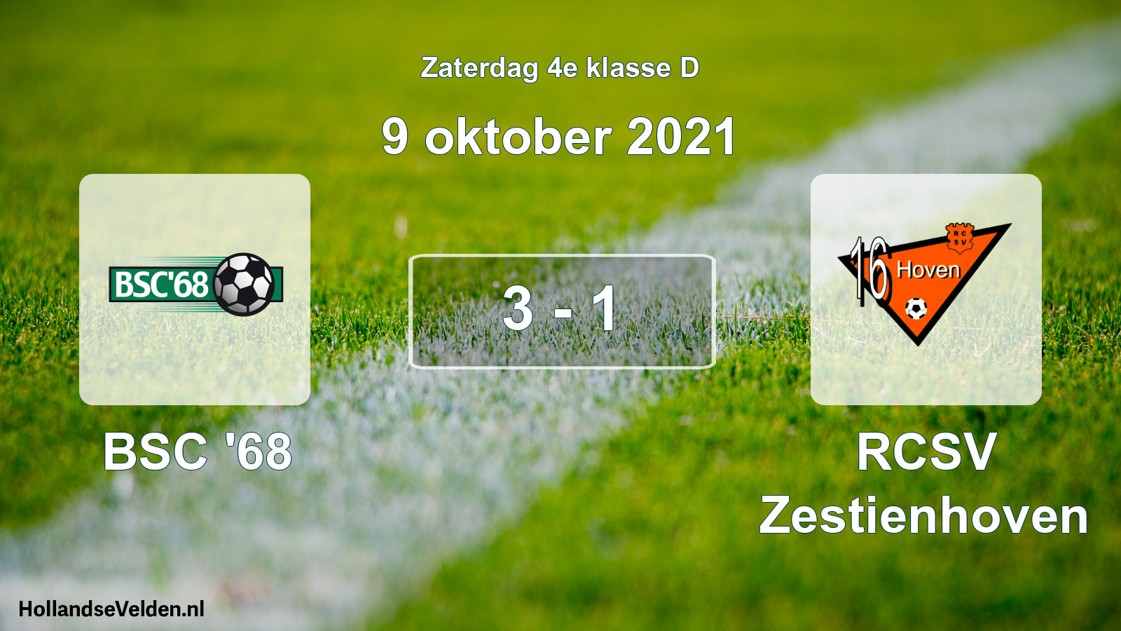 Total number of matches played: BSC '68 - RCSV Zestienhoven 3 - 1 (9 October 2021)