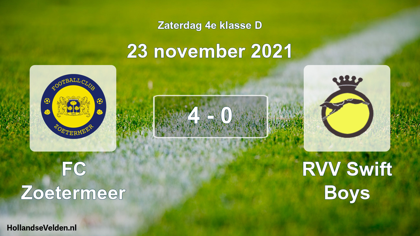 Total number of matches played: FC Zoetermeer - RVV Swift Boys 4 - 0 (23 November 2021)