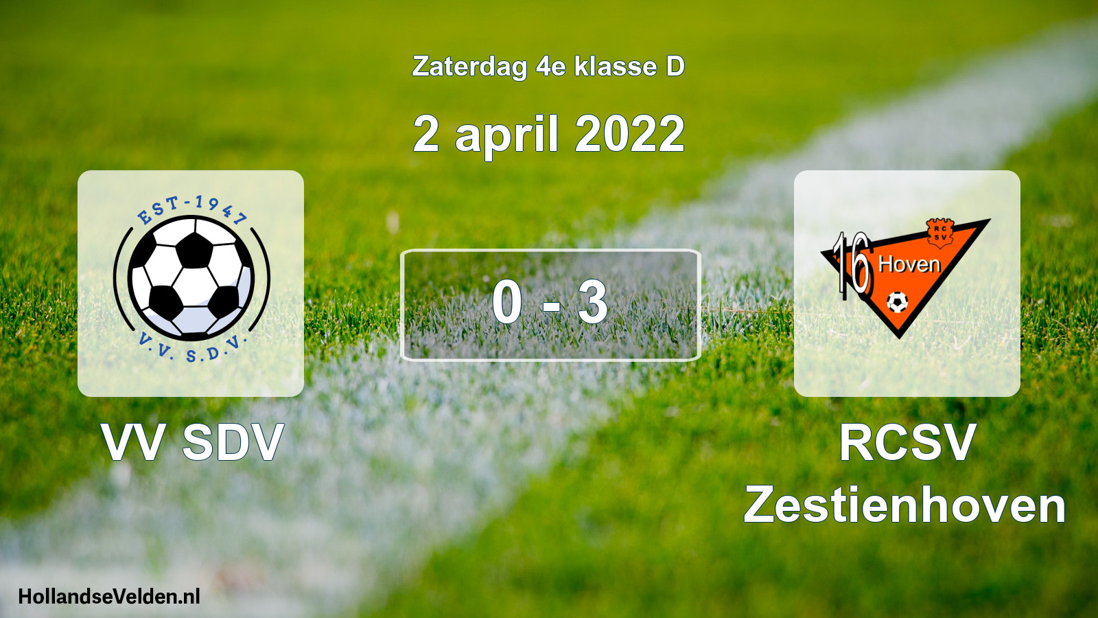 Total number of matches played: VV SDV - RCSV Zestienhoven 0 - 3 (2 April 2022)