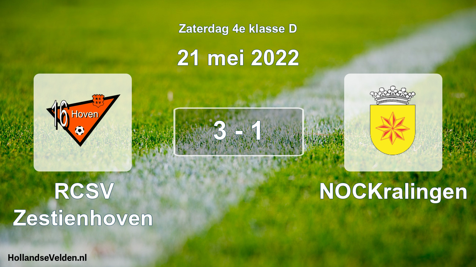 Total number of matches played: RCSV Zestienhoven - NOCKralingen 3 - 1 (21 May 2022)