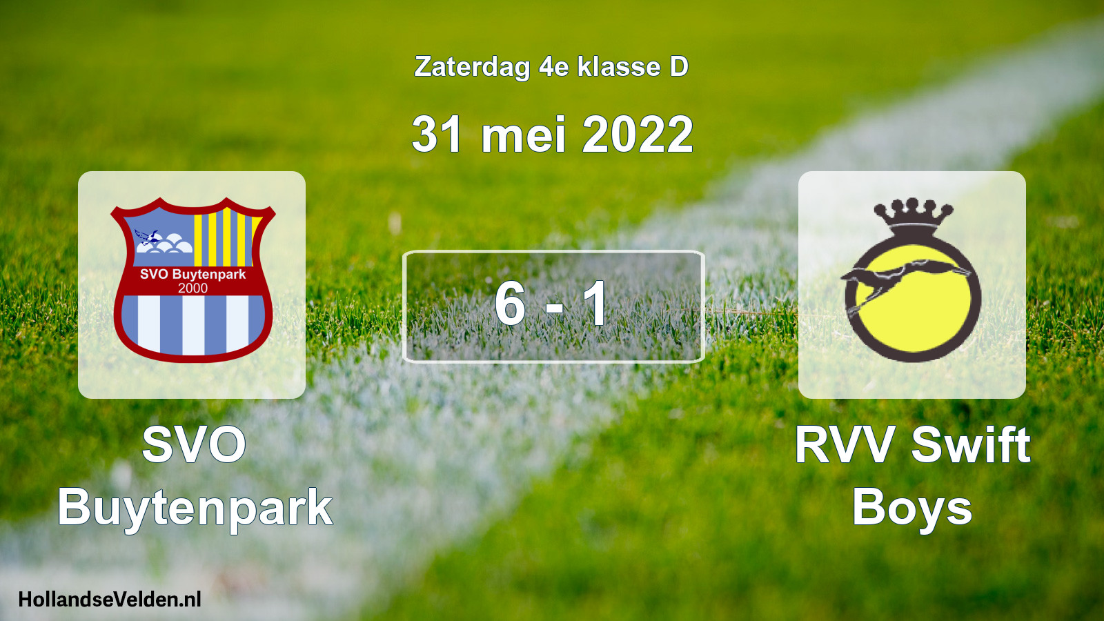 Total number of matches played: SVO Buytenpark - RVV Swift Boys 6 - 1 (31 May 2022)