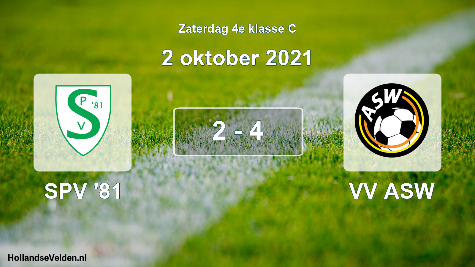 Total number of matches played: SPV '81 - VV ASW 2 - 4 (2 October 2021)