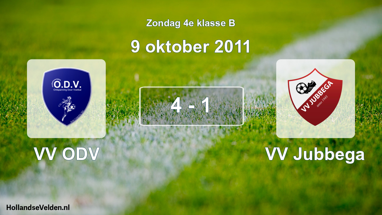 Total number of matches played: VV ODV - VV Jubbega 4 - 1 (9 October 2011)