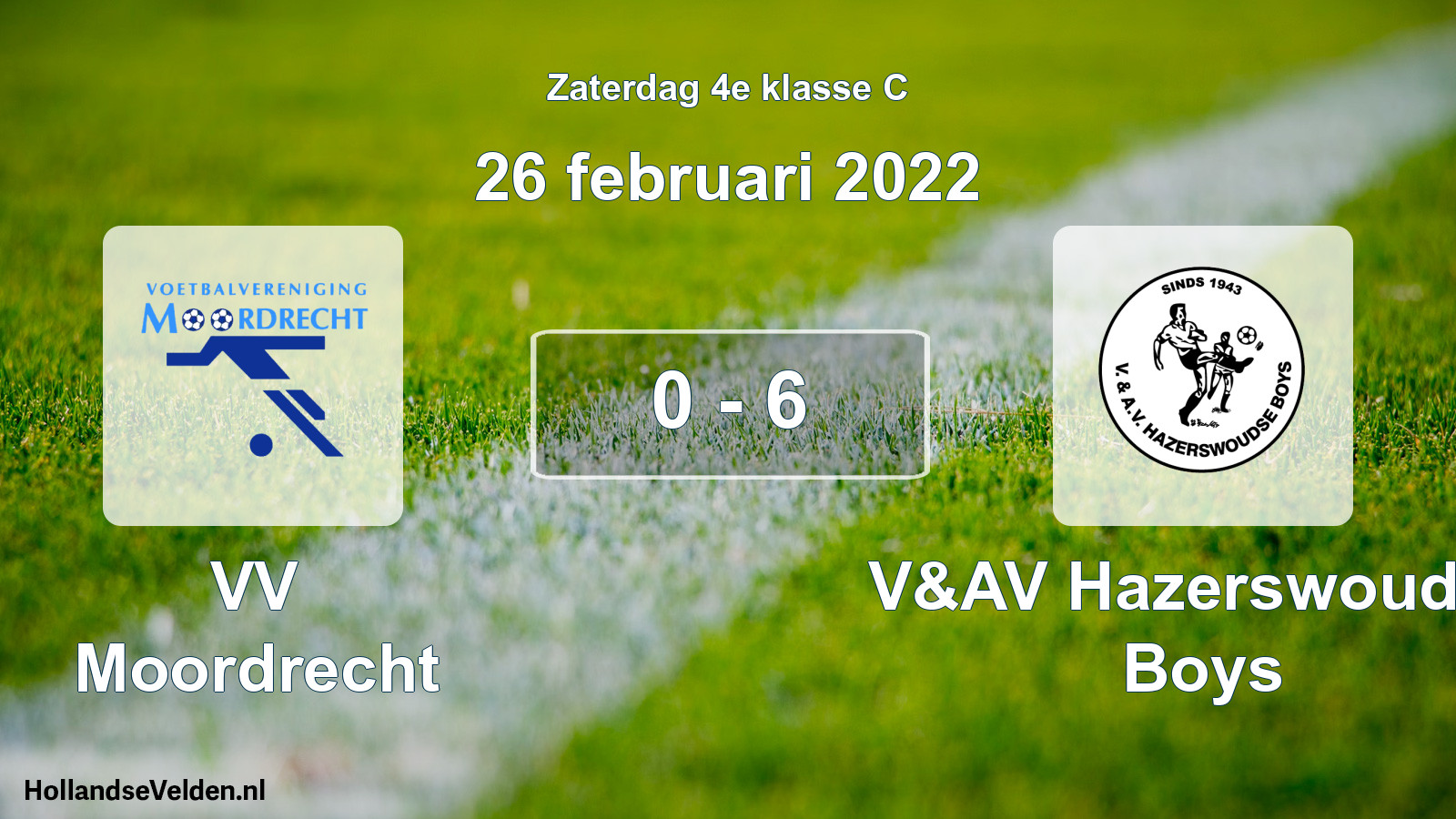Total number of matches played: VV Moordrecht - V&AV Hazerswoudse Boys 0 - 6 (26 February 2022)