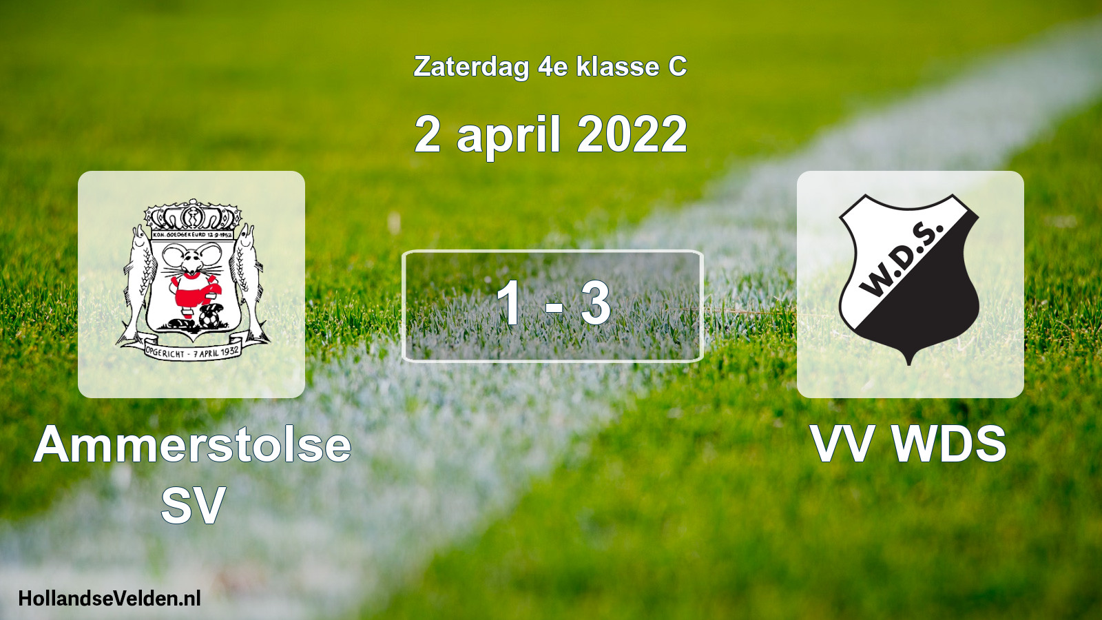 Total number of matches played: Ammerstolse SV - VV WDS 1 - 3 (2 April 2022)