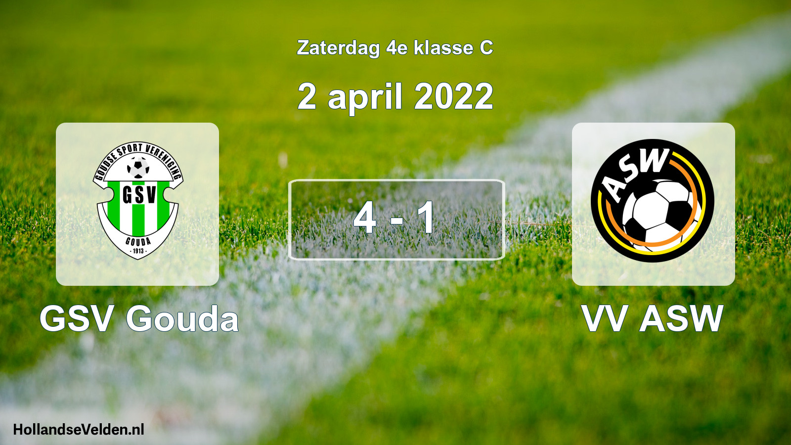 Total number of matches played: GSV Gouda - VV ASW 4 - 1 (2 April 2022)