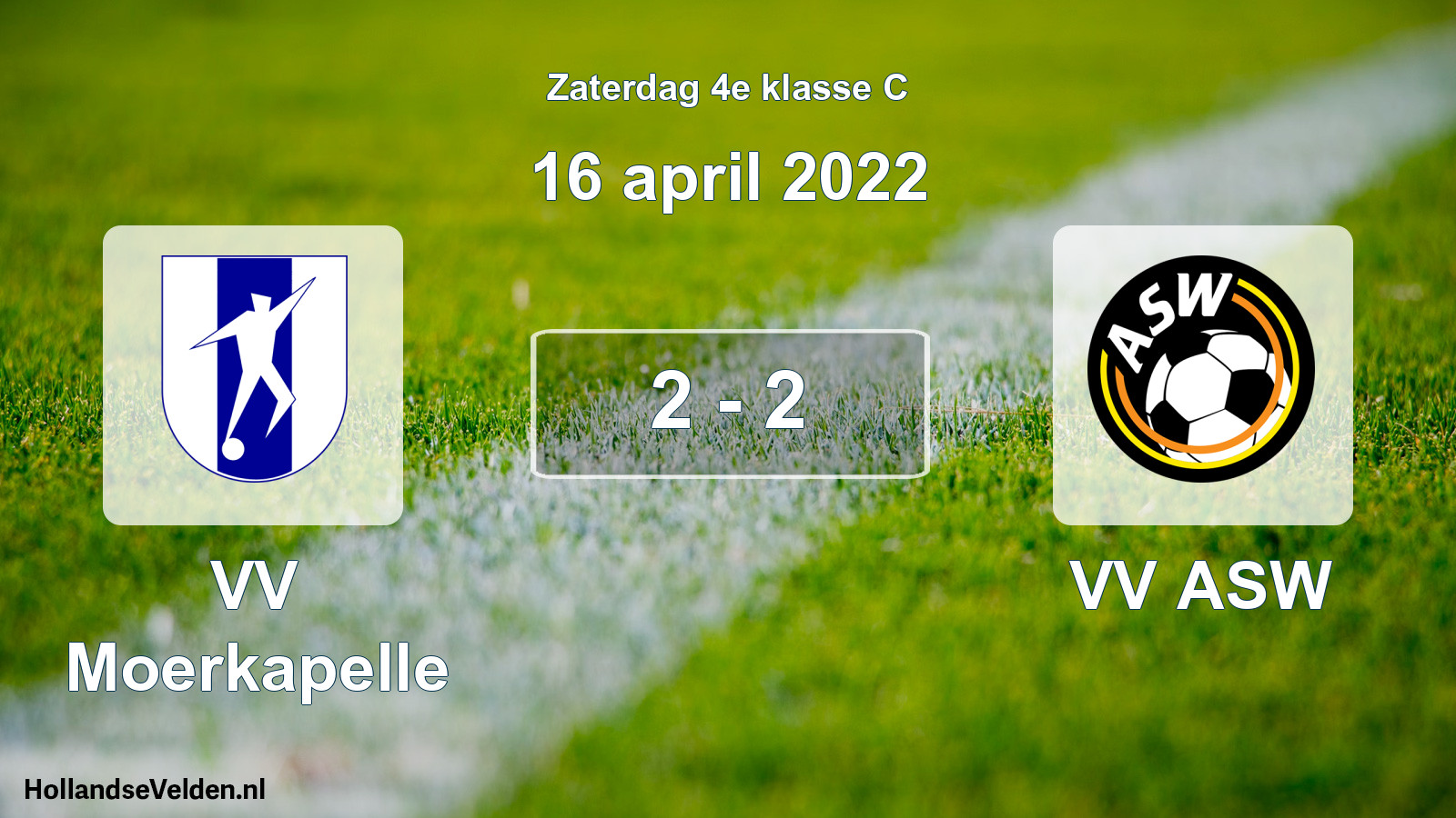 Total number of matches played: VV Moerkapelle - VV ASW 2 - 2 (16 April 2022)