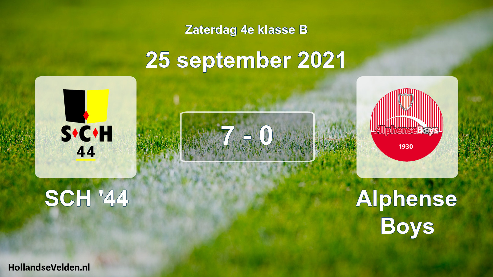 Total number of matches played: SCH '44 - Alphense Boys 7 - 0 (25 September 2021)