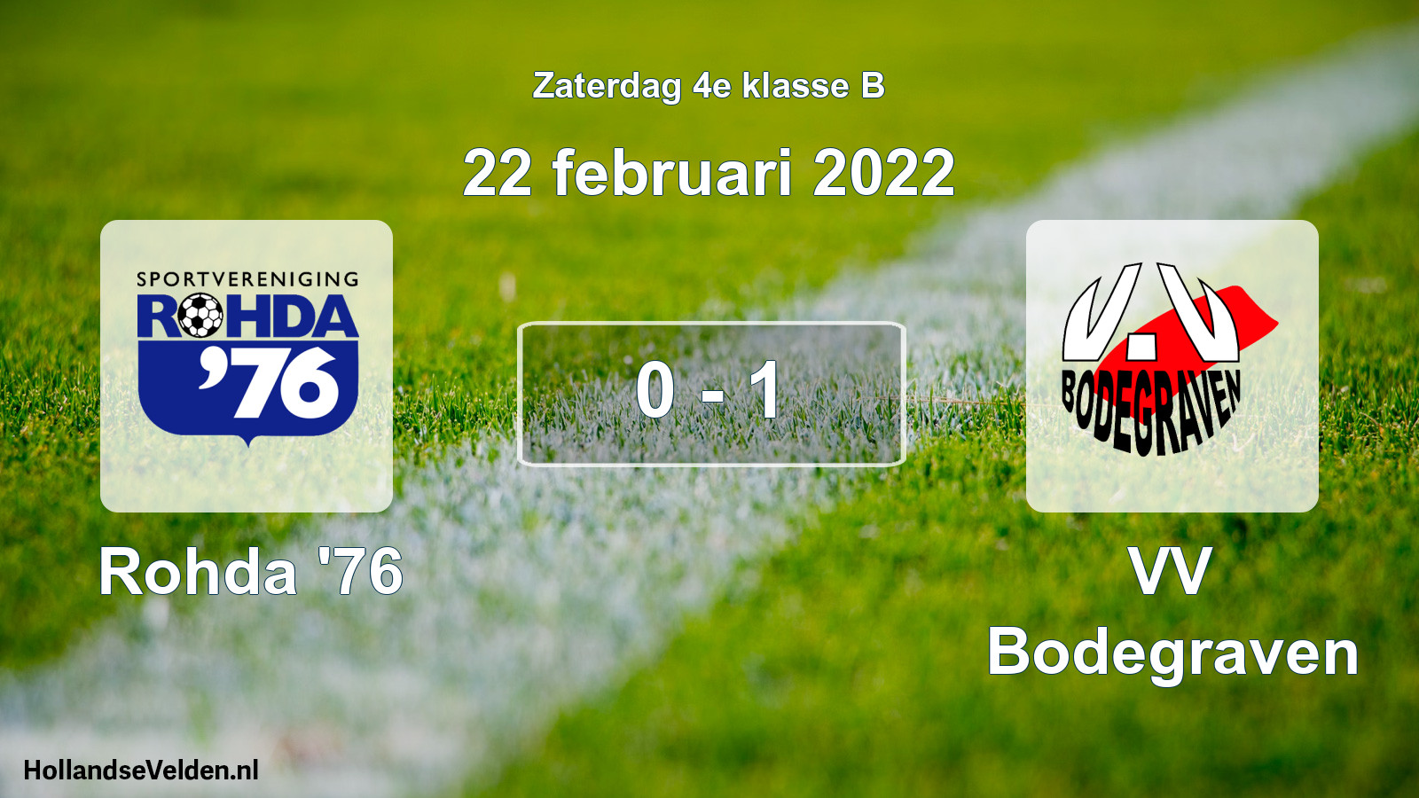 Total number of matches played: Rohda '76 - VV Bodegraven 0 - 1 (22 February 2022)