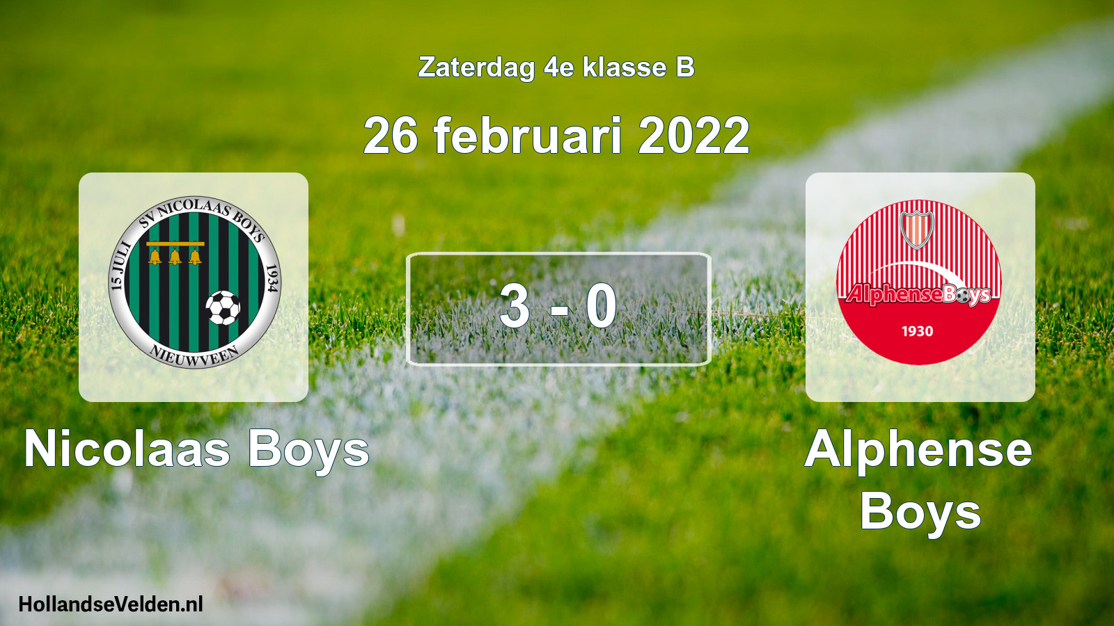 Total number of matches played: Nicolaas Boys - Alphense Boys 3 - 0 (26 February 2022)
