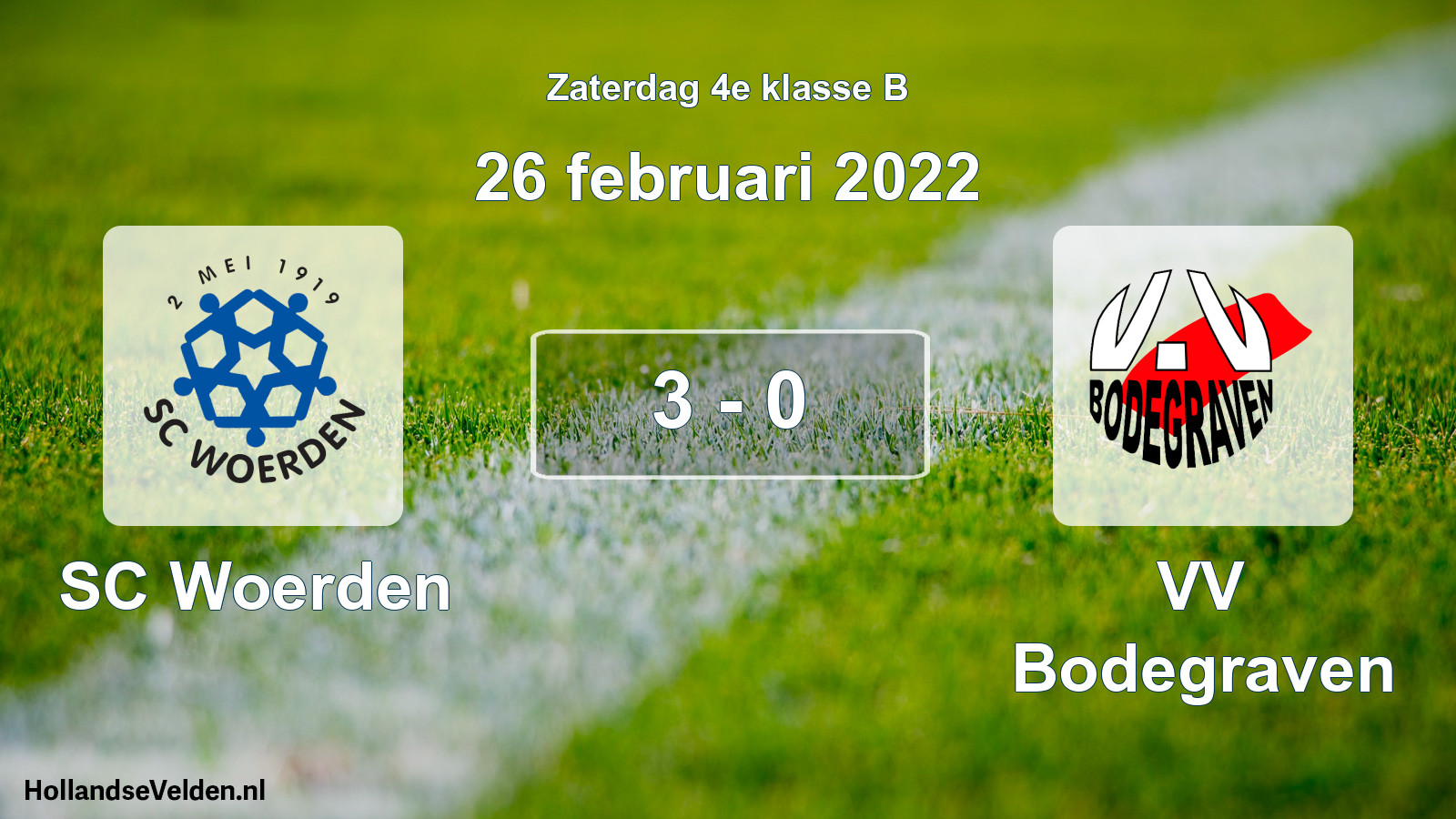 Total number of matches played: SC Woerden - VV Bodegraven 3 - 0 (26 February 2022)
