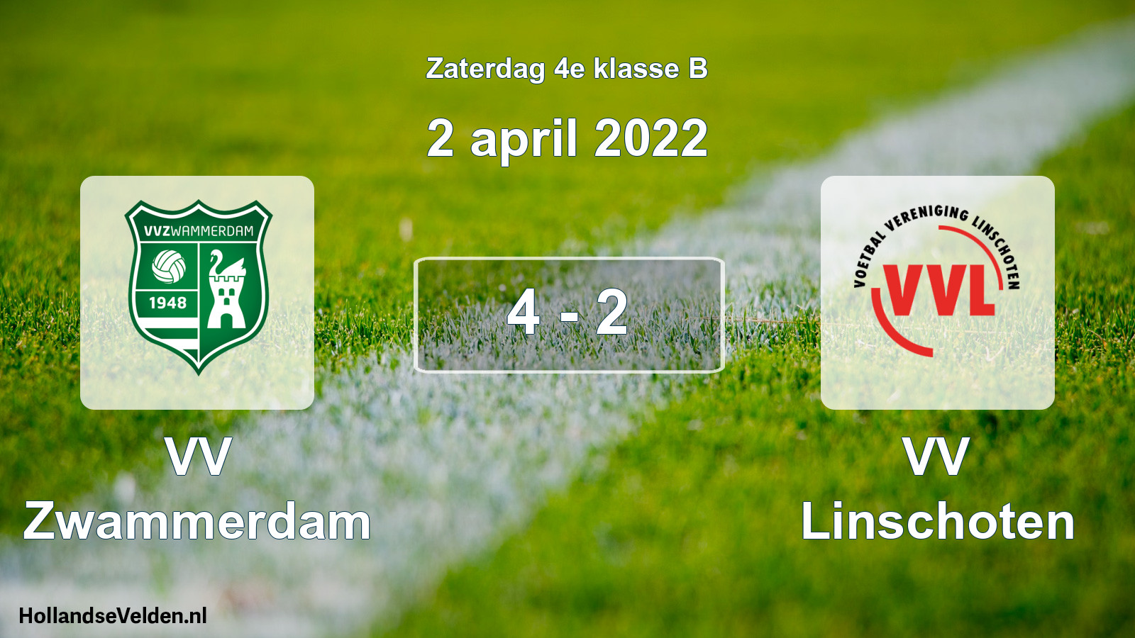 Total number of matches played: VV Zwammerdam - VV Linschoten 4 - 2 (2 April 2022)
