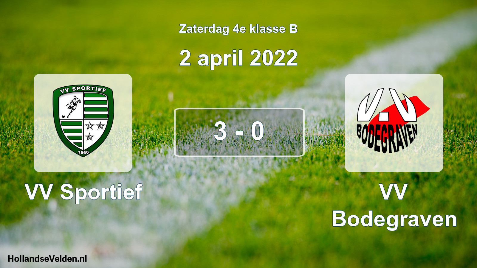 Total number of matches played: VV Sportief - VV Bodegraven 3 - 0 (2 April 2022)