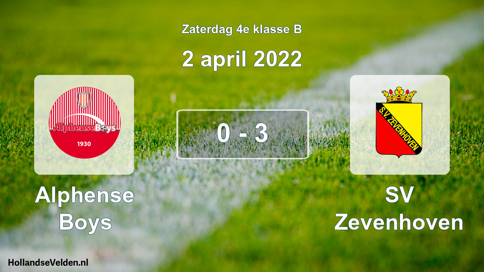 Total number of matches played: Alphense Boys - SV Zevenhoven 0 - 3 (2 April 2022)